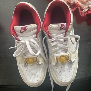 Red and whiter Nike Shoe